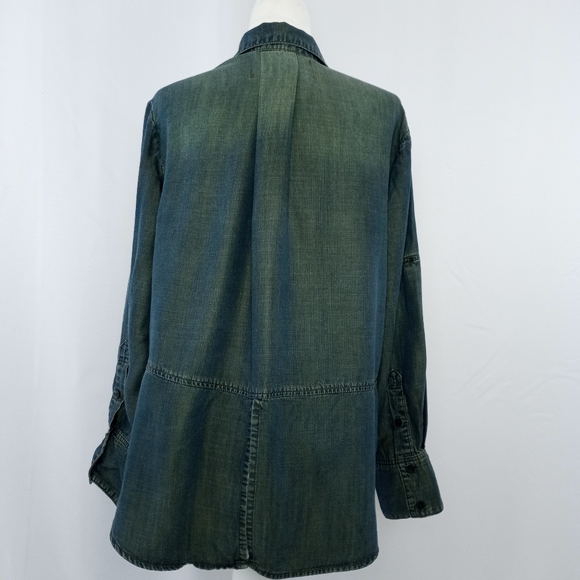 Bella Dahl Tencel Chambray Hi/Low Button Down Shirt - Picture 7 of 11